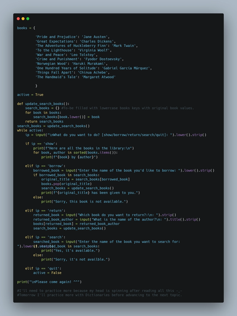 Day 8 of Learning Python!