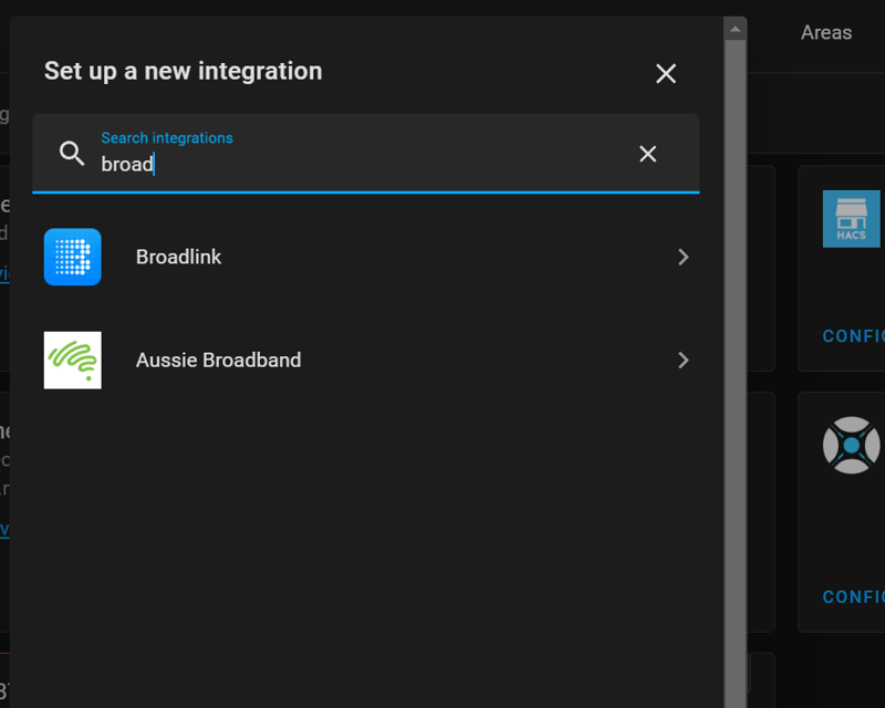 home assistant searching BroadLink integration