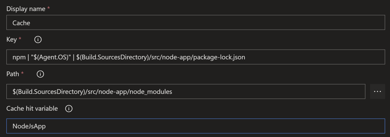 A completed sample Cache step