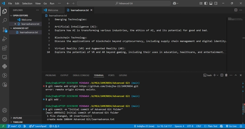 My Git Learning Journey: Exploring Advanced Commands