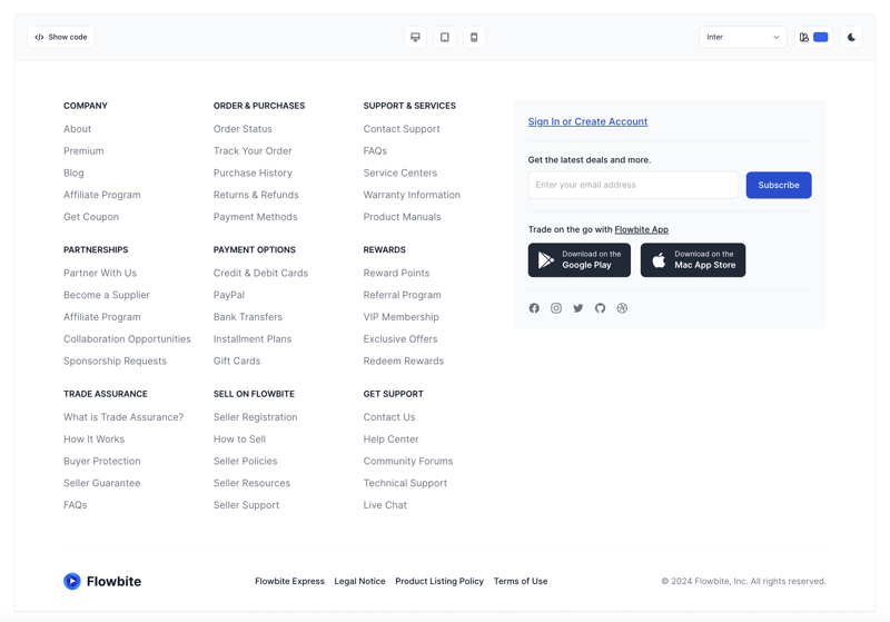 Tailwind CSS Mega Footer