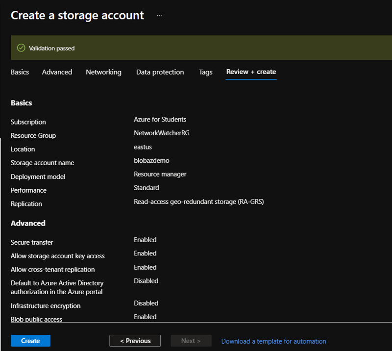 Resource Creating page in Azure 4