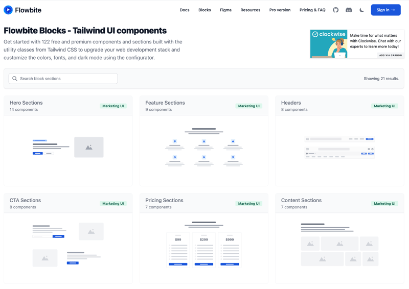 Tailwind UI components - Flowbite Blocks