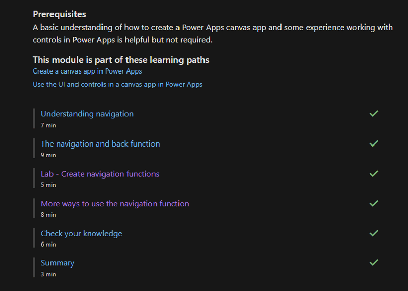 A picture showing units in a MS Learn Module