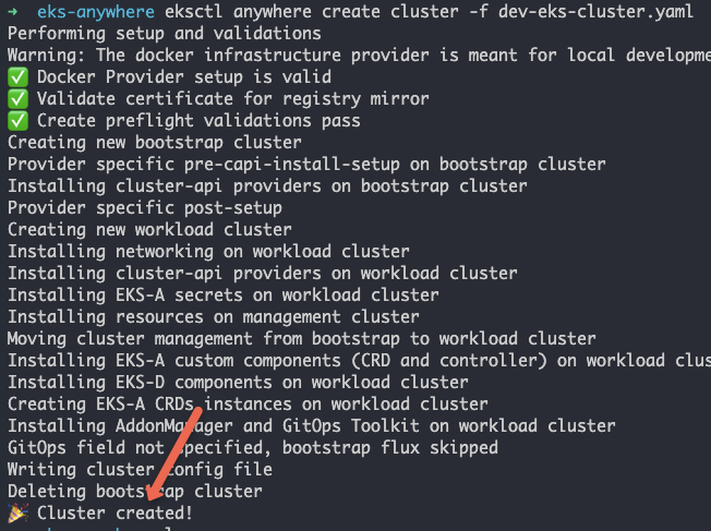 EKS anywhere cluster deployment.