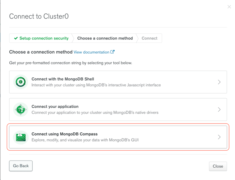 SimpleBackups - MongoDB Atlas Connect to Cluster via Compass