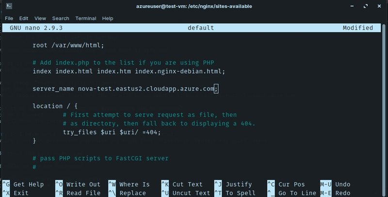 Azure VM Server Nginx Default 