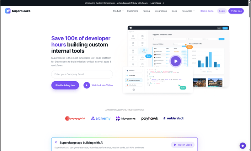 Superblocks internal tool builder