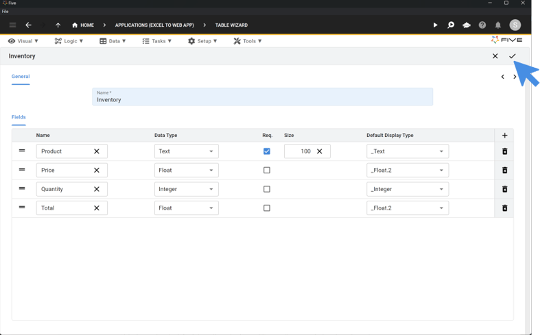 Five.Co - Table Wizard - Adding Fields
