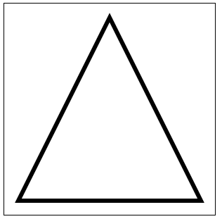 An outline of a triangle with each segment connection point matching