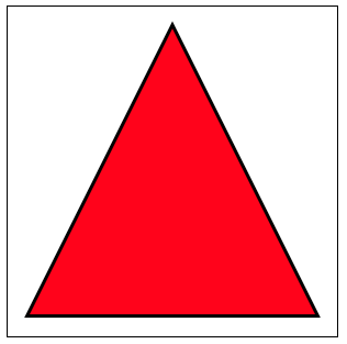 A red filled triangle with black outline