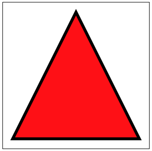 A red filled triangle with black outline