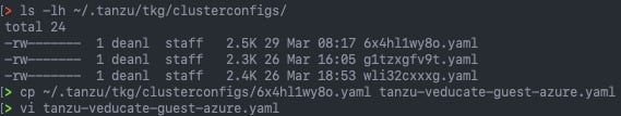 Deploy Tanzu Kubernetes Guest cluster to Azure - create cluster configuration yaml file