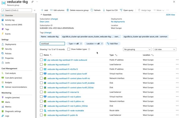 Deploy Tanzu Kubernetes Guest cluster to Azure - Azure Resources