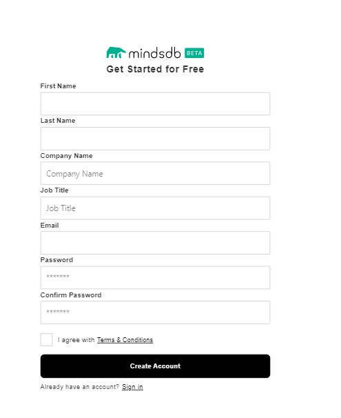 Sign up for MindsDB