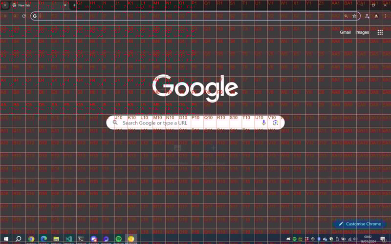 Helping model with an overlaid grid