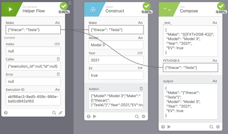 Valid and invalid flow outputs