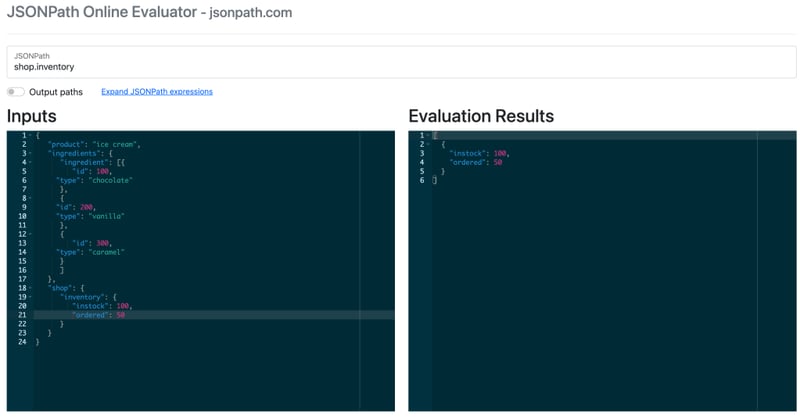 JSONPath online evaluator tool