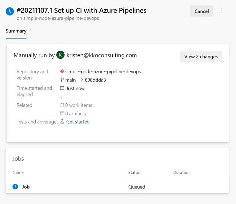 Azure pipelines run monitor