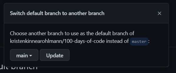 GitHub select main branch