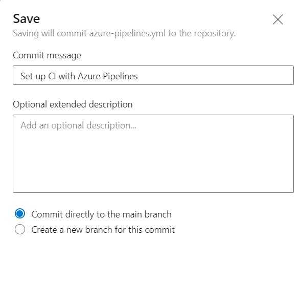 Azure pipelines YAML save