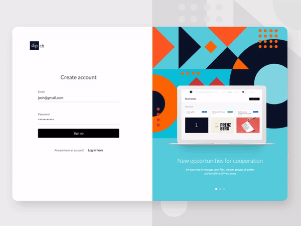 Dipnet login page by Roman Bystrytskyi