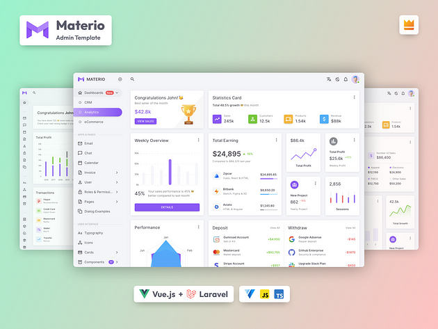 Materio Vue js Laravel Admin Template