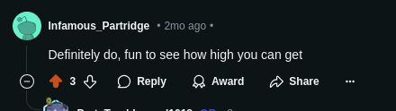 Reddit user comment about Doubles stating how fun it is to see how high you can go