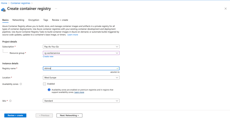 Creating an Azure Container Registry