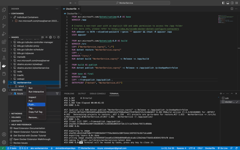 Pushing docker image to container registry