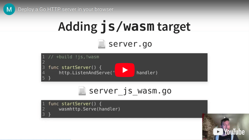 Deploy a Go HTTP server in your browser Youtube link