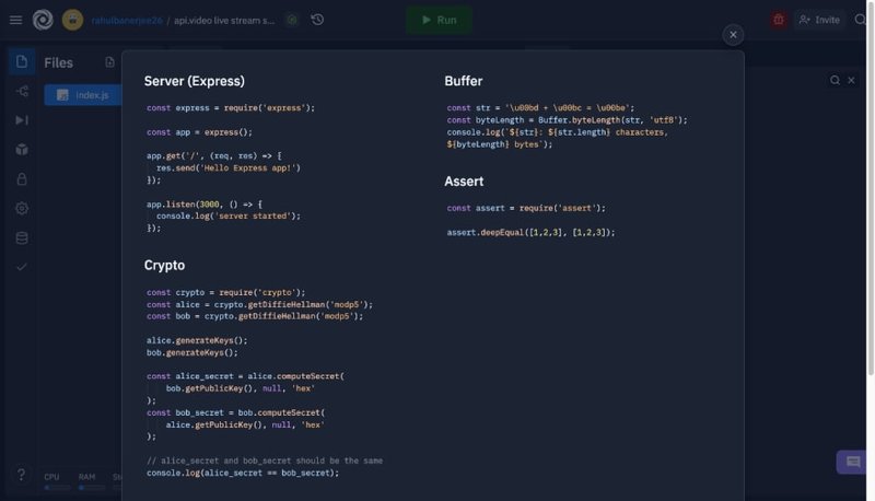 Templates for Node.js in Replit