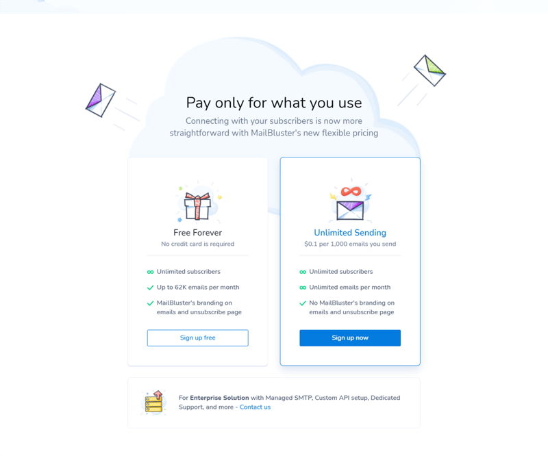 mailbluster pricing table