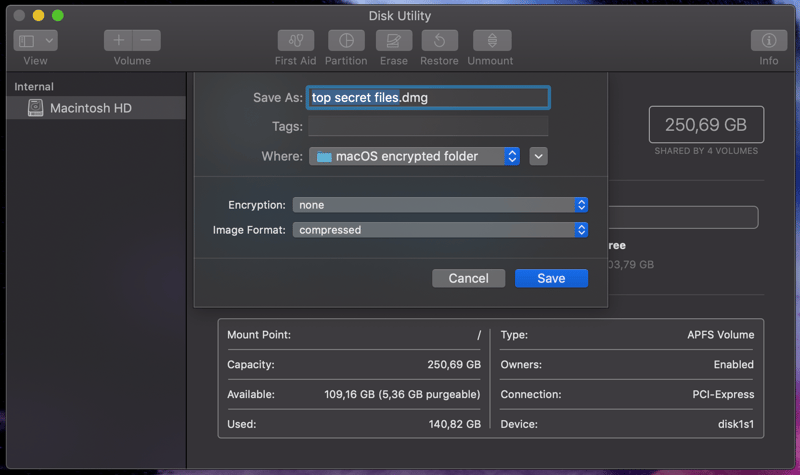 Disk Utility File menu