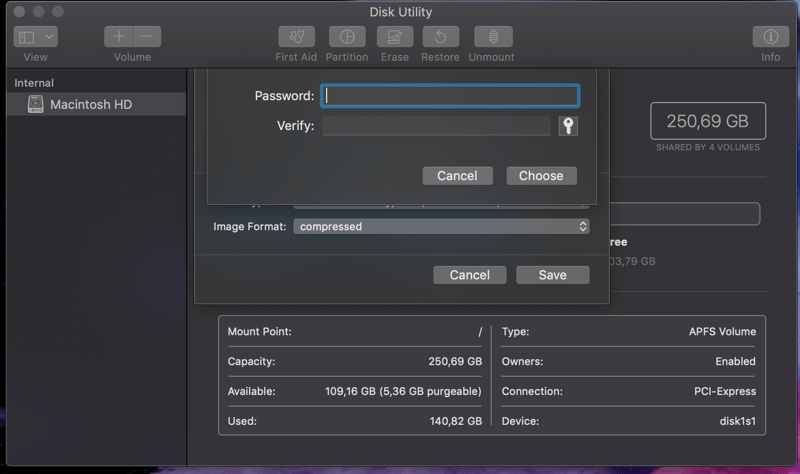 Disk Utility File menu