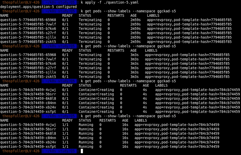 Applying a deployment with a recreate strategy.