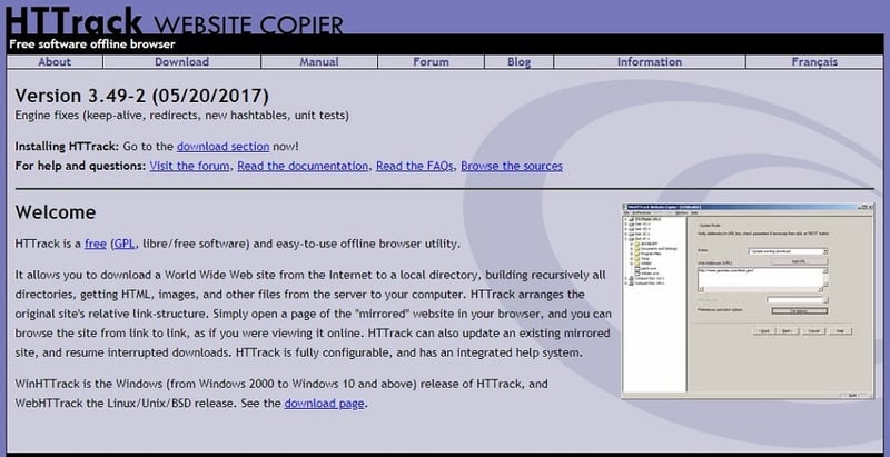 Httrack website copier Homepage