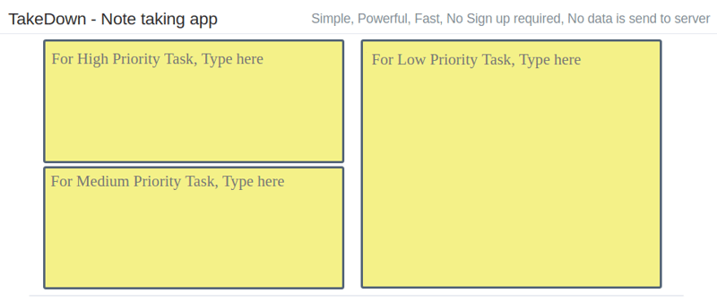 Takedown note taking app