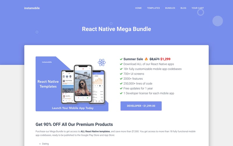 Instamobile – React Native Templates – up to 90% OFF