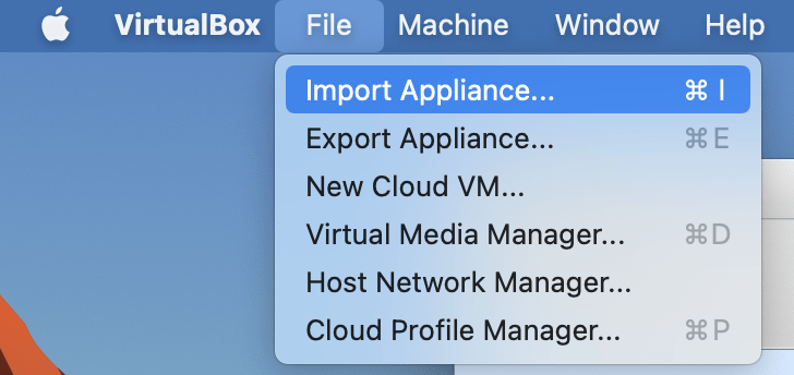 Figure 2 - Access to the Import Appliance function (or Import Virtual Application)