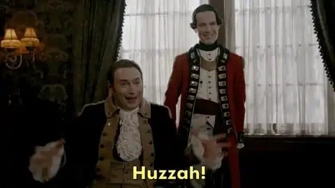 Two Englishmen saying 'Huzzah'