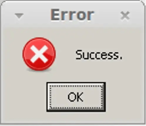 Error alert box with success as the message