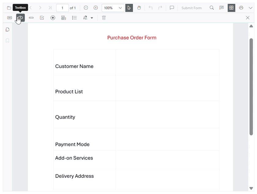 Form designer in Blazor PDF Viewer component